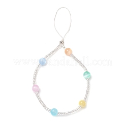 3 chaîne de dragonne ronde en perles de sélénite naturelle teintée de 3 couleurs&nbsp;HJEW-JM03363