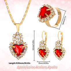 Комплект украшений в форме сердца со стразами&nbsp;SJEW-HY0001-09