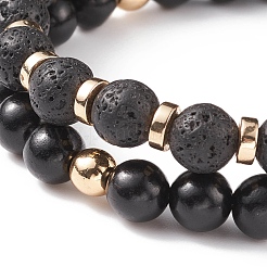 Ensemble de bracelets extensibles en pierre de lave naturelle et bois et hématite synthétique 2 pièces 2 styles&nbsp;BJEW-JB08417