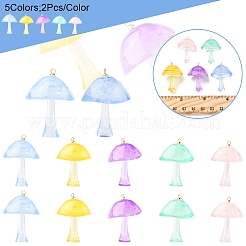 10 шт. двухцветные светящиеся подвески-грибы из эпоксидной смолы&nbsp;RESI-FS0001-99