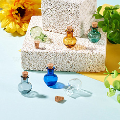 6шт 6 цвета круглые стеклянные пробковые бутылки орнамент&nbsp;AJEW-TA0001-75