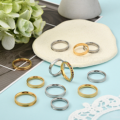 12 шт. 12 стиля 201 нержавеющая сталь рифленые кольца для пальцев&nbsp;RJEW-SC0001-31