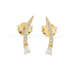 925 серьги-гвоздики из стерлингового серебра с прозрачным кубическим цирконием&nbsp;EJEW-Q032-01E-G