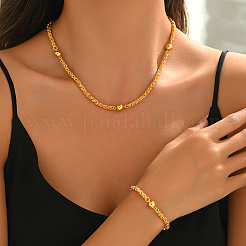 Set di collane e bracciali da donna con perline rotonde in ottone&nbsp;QP2137
