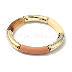 Acryl-Stretch-Armband mit gebogenen Rohrperlen für Frauen&nbsp;BJEW-JB08438-02
