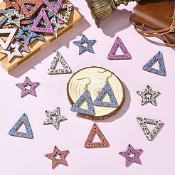 40 шт. подвески из липы с принтом в двух стилях&nbsp;WOOD-CJ0002-49