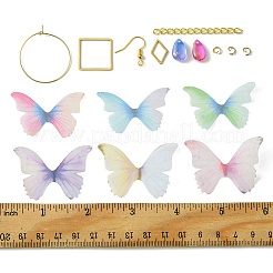 Наборы для изготовления висячих сережек из полиэстера и нержавеющей стали своими руками&nbsp;DIY-FS0006-32