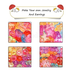 125шт 4 стиля прозрачные акриловые бусины&nbsp;MACR-YW0001-60