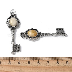 Pendentifs en laiton avec clé en topaze naturelle et jade&nbsp;KK-D361-01AS-30