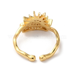 Облако с солнцем латунные кольца-манжеты с микропаве из кубического циркония RJEW-P088-01G