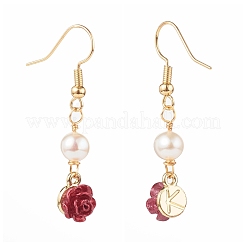 Orecchino pendente rosa in plastica abs&nbsp;EJEW-JE04507-02
