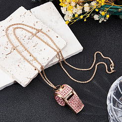 Collane con ciondolo a forma di fischietto in lega di rosa e strass&nbsp;NJEW-WH20001-24G-02