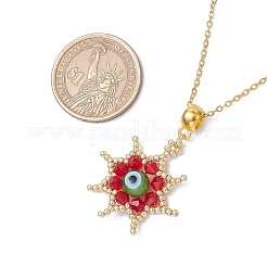 Стеклянные бусины и ожерелья ручной работы с подвесками в виде звездочек от сглаза&nbsp;NJEW-MZ00098-05