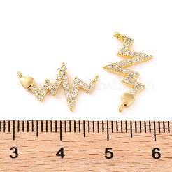 Шармы-соединители из латуни с микропаве из прозрачного кубического циркония&nbsp;KK-U017-01A-G