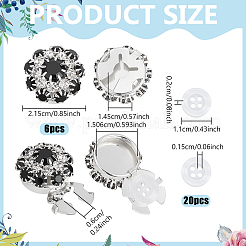 6 bouton de manchette en laiton avec strass&nbsp;BUTT-NB0002-18
