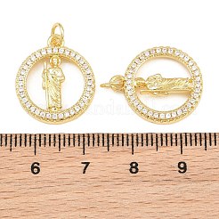 Pendentifs religieux en laiton sertis de micro-pavés de zircone cubique transparente&nbsp;CU-CBA9482-01G-09