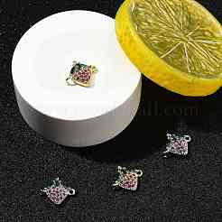 4 шт. 2-х цветные латунные подвески-фигурки с кубическим цирконием и фруктами&nbsp;KK-FS0001-73B