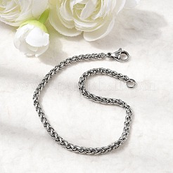 Браслеты из нержавеющей стали 304 с цепочкой из пшеницы&nbsp;BJEW-M187-12-G