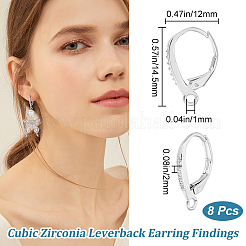 4 пара латунных серег с микропаве из прозрачного кубического циркония с застежкой-молнией&nbsp;KK-BBC0021-97P