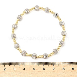 Латунные круглые бусины эластичные браслеты для женщин и мужчин&nbsp;LS-BJEW-Z129-01GP