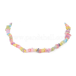 Colliers de perles de puces teintes de quartz craquelé synthétique&nbsp;NJEW-JN04275-04