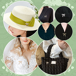 10 шт. броши в форме банта из сплава со стразами для одежды рюкзака&nbsp;JEWB-PH0001-40