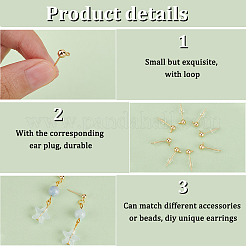 50 шт. латунный шарообразный штифт для серьги с горизонтальными петлями&nbsp;KK-BC0012-44