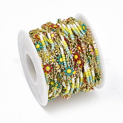 Латунные цепи с цветочными звеньями ручной работы&nbsp;CHC-F015-26G