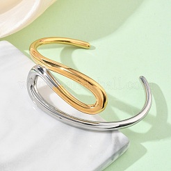 Braccialetti a polsino bicolore in acciaio inossidabile 304 per donna&nbsp;BJEW-F540-01GP