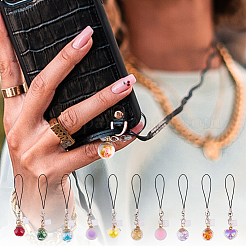 Handygurte aus mattiertem Harz und transparenter Glaskugel&nbsp;HJEW-OC00082