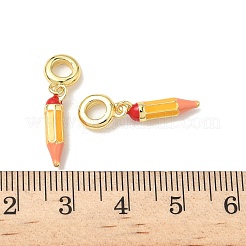 Латунный золотой эмалированный карандаш европейские подвески&nbsp;X-KK-K293-74G