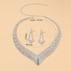 Комплекты из ожерелий и серег-гвоздиков с подвесками из треугольного сплава и стразами&nbsp;FS-WGEB3EF-01