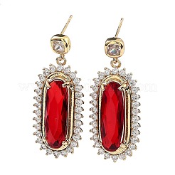 Серьги-гвоздики из латуни с микропаве из светлого золота с цирконием и подвесками&nbsp;EJEW-Q800-47KCG