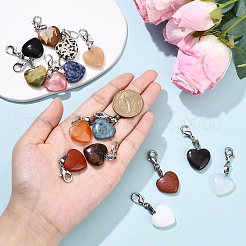 15 шт. подвеска в форме сердца из натуральных и синтетических камней&nbsp;HJEW-YW00170