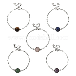 Halbrunde Gliederarmbänder aus Natursteinperlen&nbsp;BJEW-JB14118