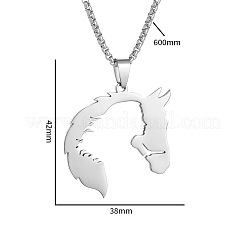 Collane con ciondolo a forma di testa di cavallo in acciaio inossidabile 201 per donna&nbsp;WGF6804-01