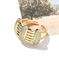 Кольца-манжеты для пальцев с микропаве из прозрачных кубических цирконий из латуни для женщин&nbsp;RJEW-B112-05G