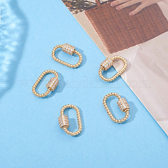 5 шт. латунные подвески-карабинчики с микропаве из прозрачного кубического циркония&nbsp;KK-TA0003-16