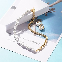 Set di gioielli con perline di chip di howlite sintetica&nbsp;SJEW-JS01223-02