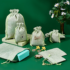 36 pcs 3 styles pochettes d'emballage en toile de jute imitation polyester sacs à cordon&nbsp;ABAG-AR0001-02