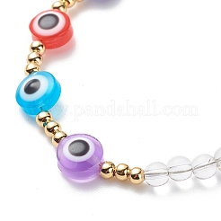 Pulsera y collar con cuentas de mal de ojo de resina y cristal de cuarzo natural&nbsp;SJEW-JS01253
