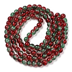 Двухцветные прозрачные стеклянные бусины с кракле&nbsp;CCG-T004-8mm-06