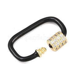 Moschettone a vite ovale in ottone micro pavé di zirconi cubici trasparenti&nbsp;KK-B167-01B-04G