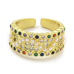 Латунные микро проложить манжеты кольца кубического циркония&nbsp;RJEW-L113-002G