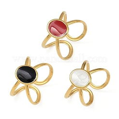 Овальные эмалевые манжеты из нержавеющей стали 304 для женщин&nbsp;RJEW-G355-03G