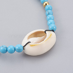 Braccialetti di perline intrecciate turchesi sintetiche (tinte).&nbsp;BJEW-JB04078-01