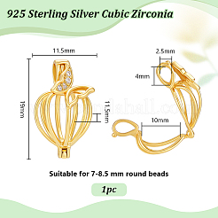 1 Stück 925 Käfiganhänger aus Sterlingsilber mit Mikropflaster und klaren Zirkonia-Perlen&nbsp;STER-PH0004-87
