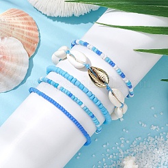 5 Stück Armbandset aus Glasperlen in 4 Stilen und 1 Muschelperlenarmbänder&nbsp;BJEW-TA00587-03