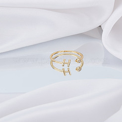 1 шт. латунные открытые кольца-манжеты с микропаве из прозрачного кубического циркония для женщин&nbsp;RJEW-LP0002-37H