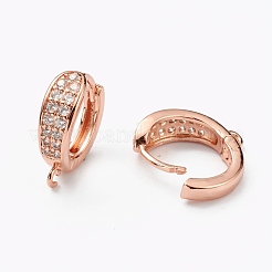 Reperti per orecchini a bottone in zircone chiaro con micro pavé di ottone&nbsp;ZIRC-L097-024RG